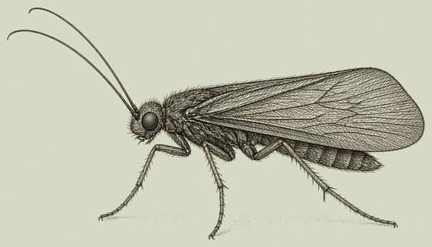 caddis adult pen-and-ink drawing