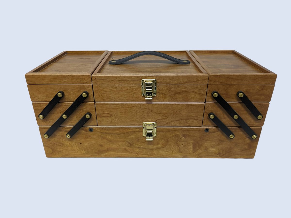 Twisted Feather Mackenzie fly tying chest in solid wood, closed
